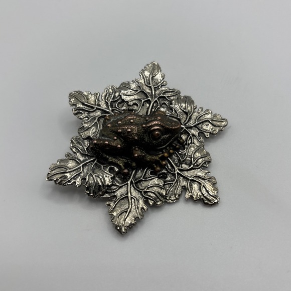 Sylvia Dahl Jewelry - Vintage Signed Sylvia Dahl Frog And Leaf Lily Pad Dress Clip Scarf Clip RARE